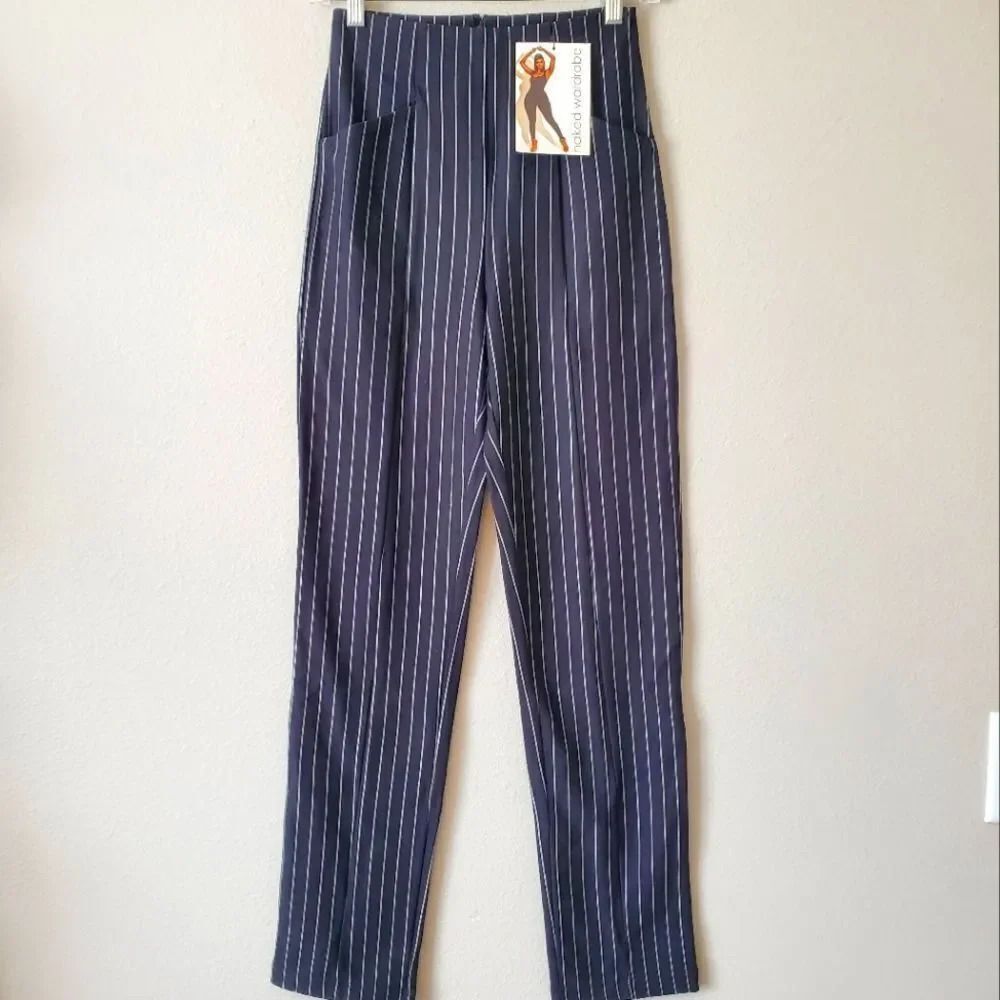 Naked Wardrobe The Pinstripe Cigarette Pants in Black - Picture 8 of 13